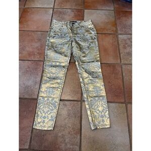 Boston proper gold Lamé and rhinestone print jeans size 6